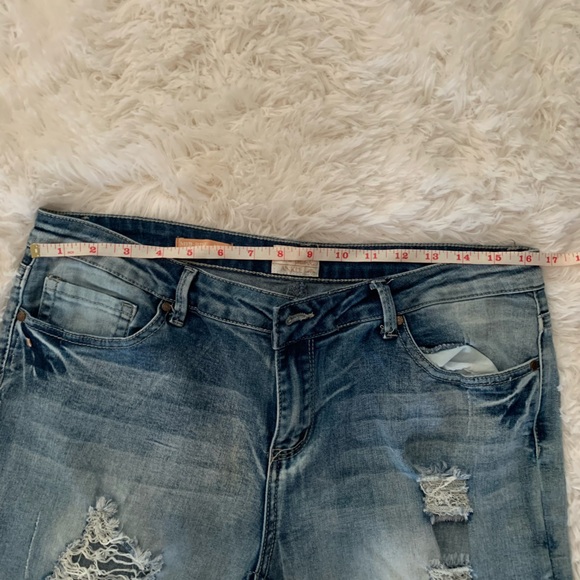 ELITE JEANS 13/14 Mid Rise Blue Denim Distressed Ankle Jeans - Picture 10 of 13